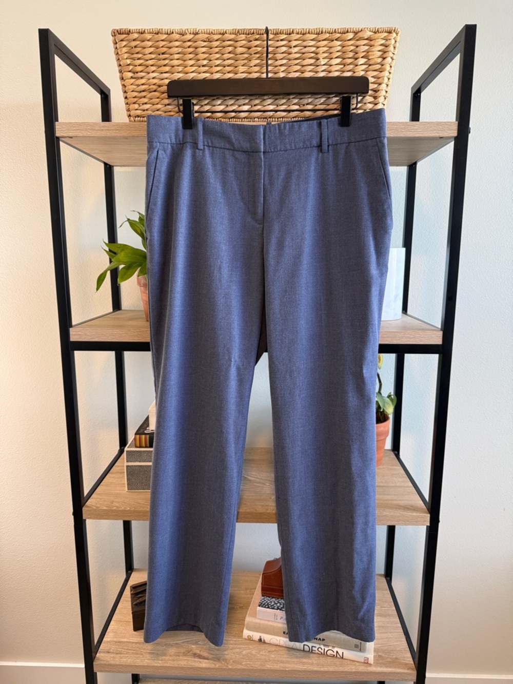 Ann Taylor Mid-Rise Blue Straight Leg Woven Career Dress Pant Trouser, 10